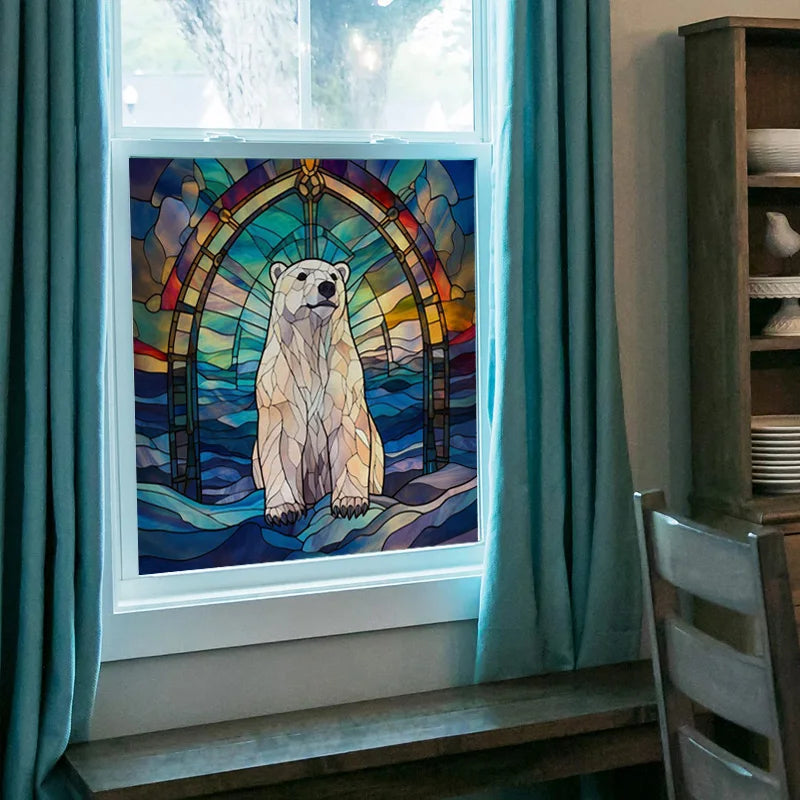 Custom size Window Film Stained Glass Films Frosted Privacy Static Cling Retro Dog Tiger Cat Sticker Bathroom Skylight Decor