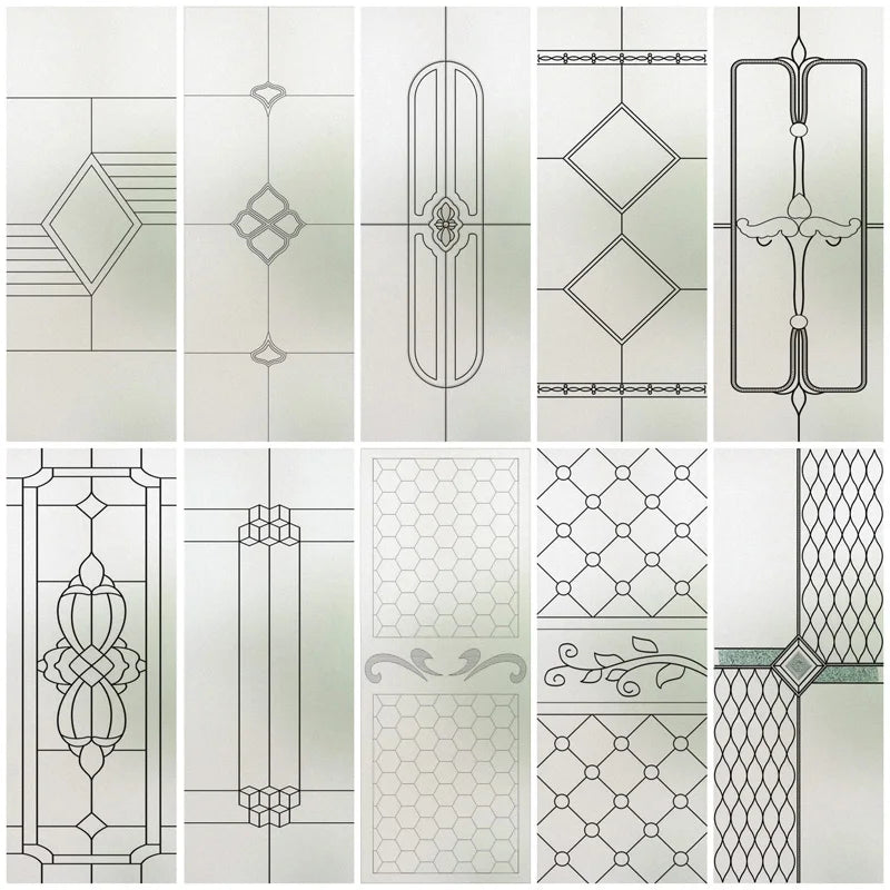 Custom Size Stained Glass Window Film,Frosted Privacy Static Cling,Privacy Films Door Sticker,Kitchen Bathroom Home Decor