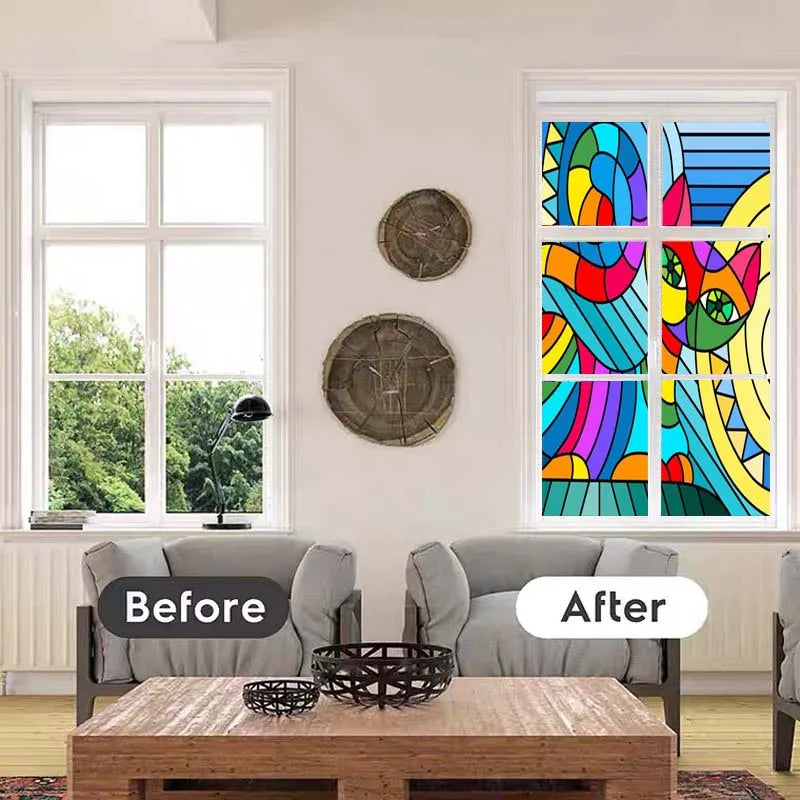 Custom size Glass Films,Window Film Frosted Sticker Fish Cat Birds Animals Print For Kids Room Door Light Box Poster Home Decor