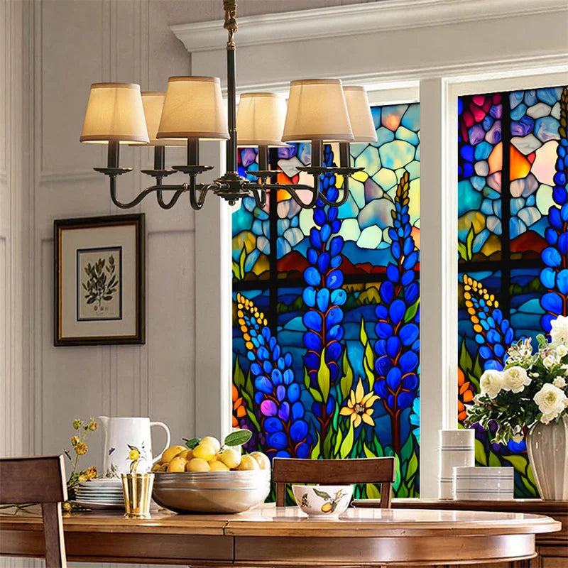 Window Film Frosted Stained Glass Films Customized Art Decor Design Flower Tree Static Cling Sticker,Home Decor Window Treatment