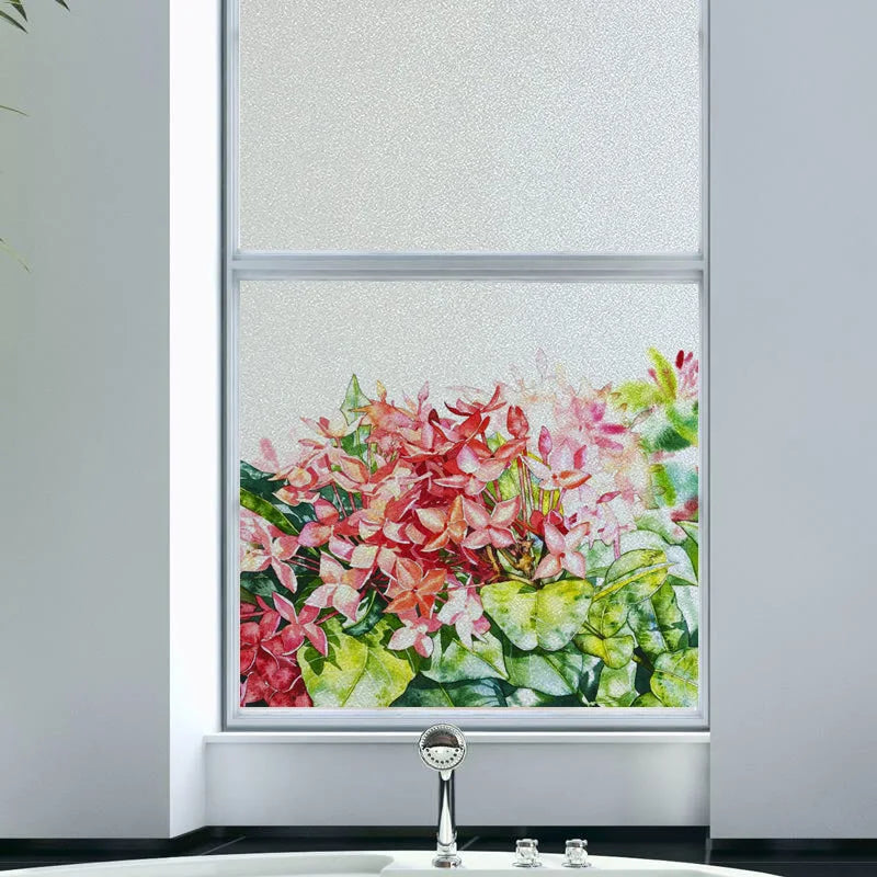 Window Film Frosted Stained Glass Films Static Cling Privacy Films Flower Door Sticker Kitchen Office Home Decor Customized