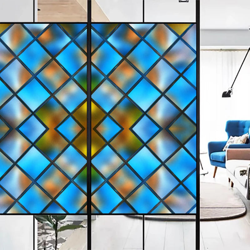 3D Red Square Window Film Print Sticker Cling Stained Glass Films Privacy Films Door Sticker Office Home Decor Customized