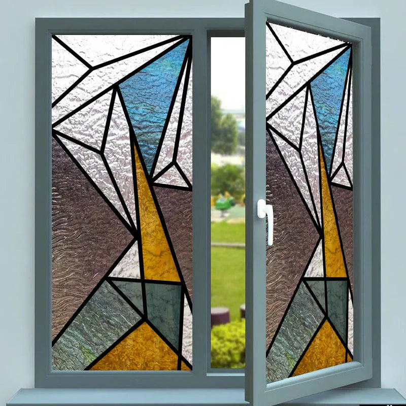 Custom Size Stained Glass Window Film,Frosted Privacy Static Cling,Retro Prairie Style Stickers,Kitchen Bathroom Door Home Decor