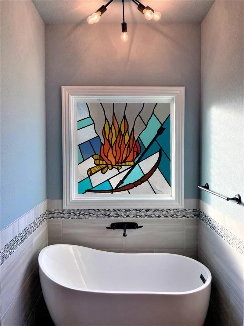 Custom size Window Film Stained Glass Films Square Window Sticker Retro Church Frosted Static Cling Home Decor for Glass Door