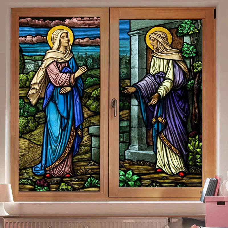 Custom size Window Stained Glass film Door sticker Christian Pictures Wall Stickers Glass decor church Jesus Poster Cus