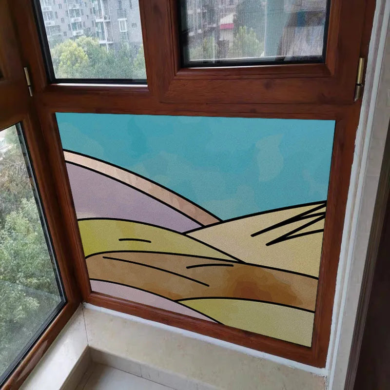 Privacy Window Film Static Clings Stained Glass Non-Adhesive Anti-UV Protection Heat Control Door Stickers for Home