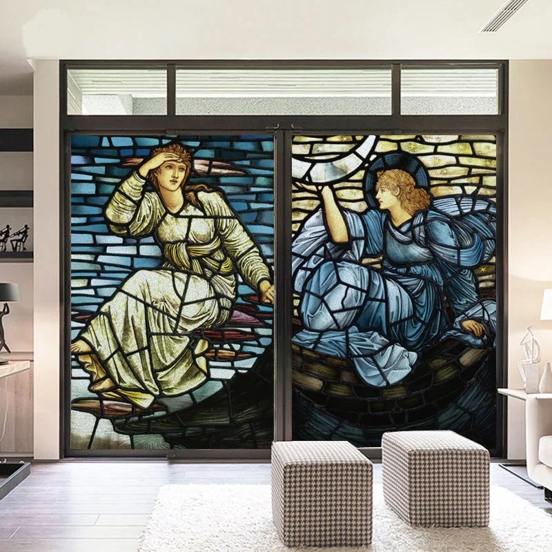 Custom size Window Film Stained Glass Films Jesus Christ Virgin Mary Window Sticker Paper Door Stickers Church Style