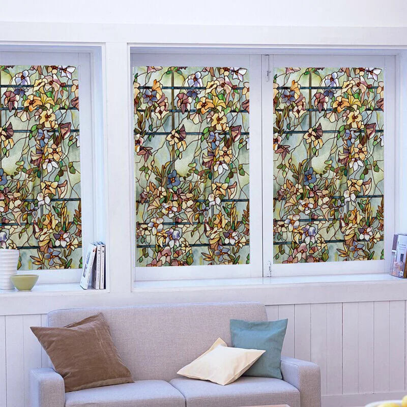 Window Film Frosted Stained Glass Films Customized Privacy Static Cling For Bathroom Door Sticker Lemon Fruit Tree Flower