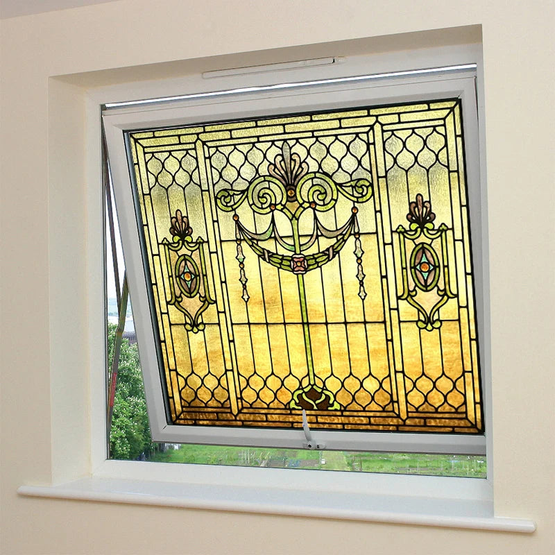 Window Film Frosted Stained Glass Films,Customized Art Deco Design Static Cling Door Sticker,Home Decor Foil Window Treatment