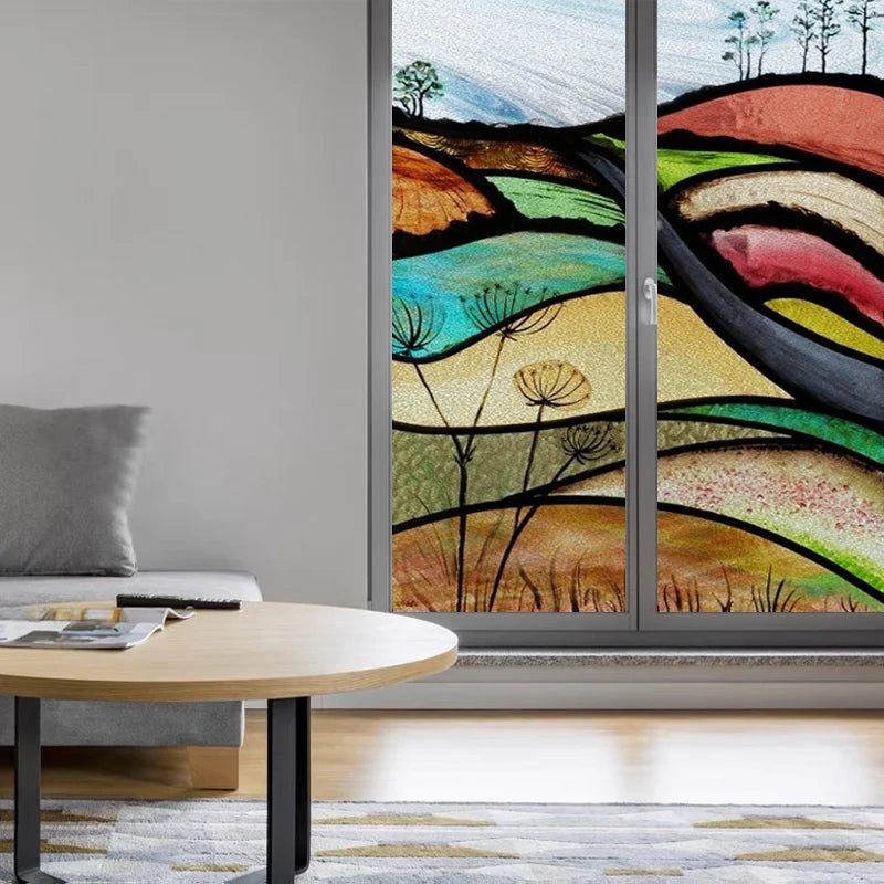 Custom size Glass Films,Stained Glass Stickers,Static Cling,Frosted Privacy Print Tree,For Window Door Home Decor