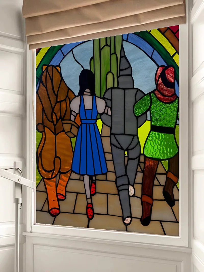 Stained Glass Wndow Film Frosted Glass Sticker Forest Custom Size Castle Cartoon For Kids Room Door Light Box Poster Home Decor