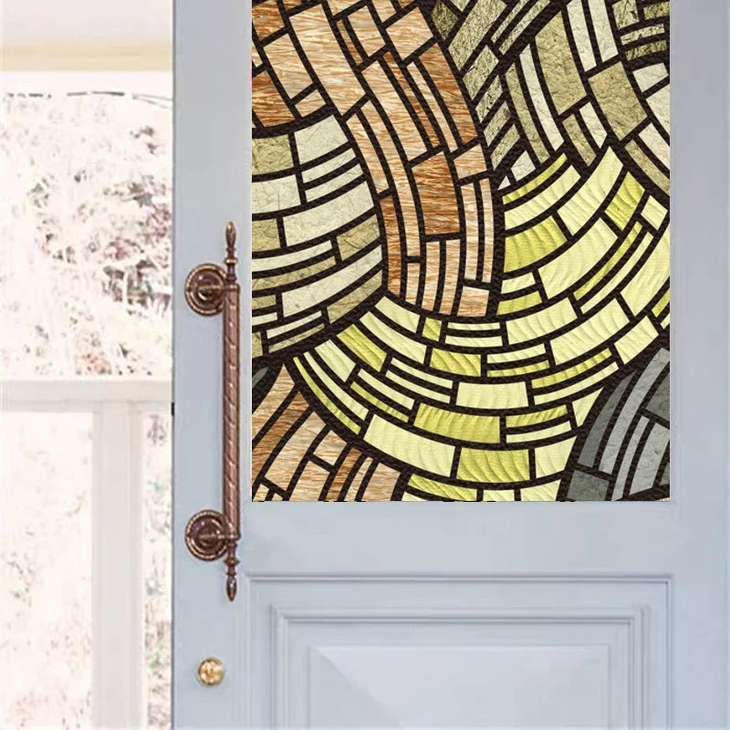 Custom Size Window Film Stained Glass Stickers Static Cling Frosted Privacy Classic Style Artworks For Window Door Home Decor