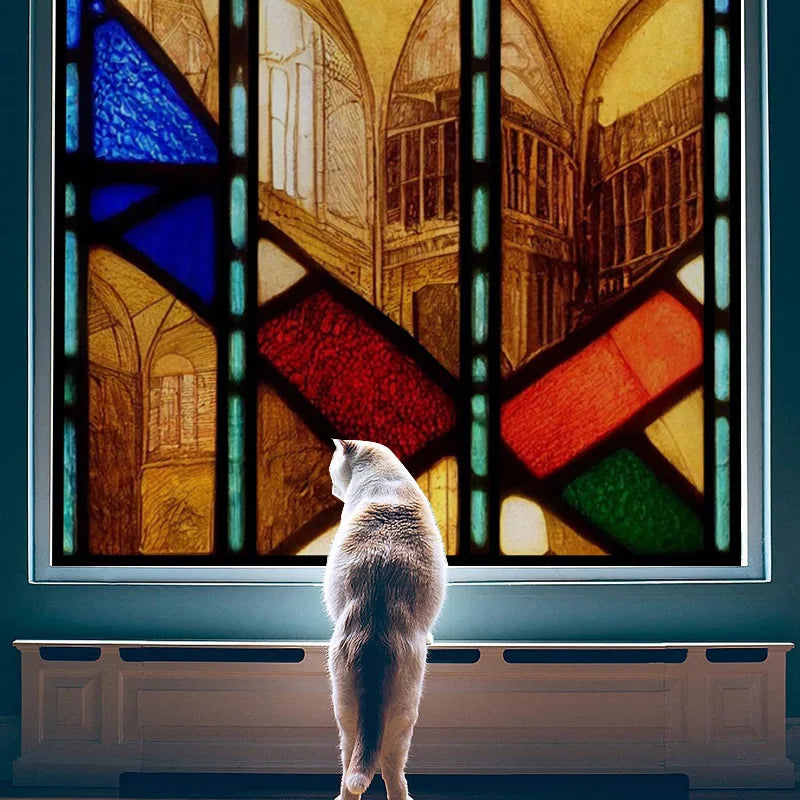 Window Film Stained Glass Films Frosted Privacy Static Cling Retro Stickers For Bathroom Cabinet Door Home Decor Skylight Covers