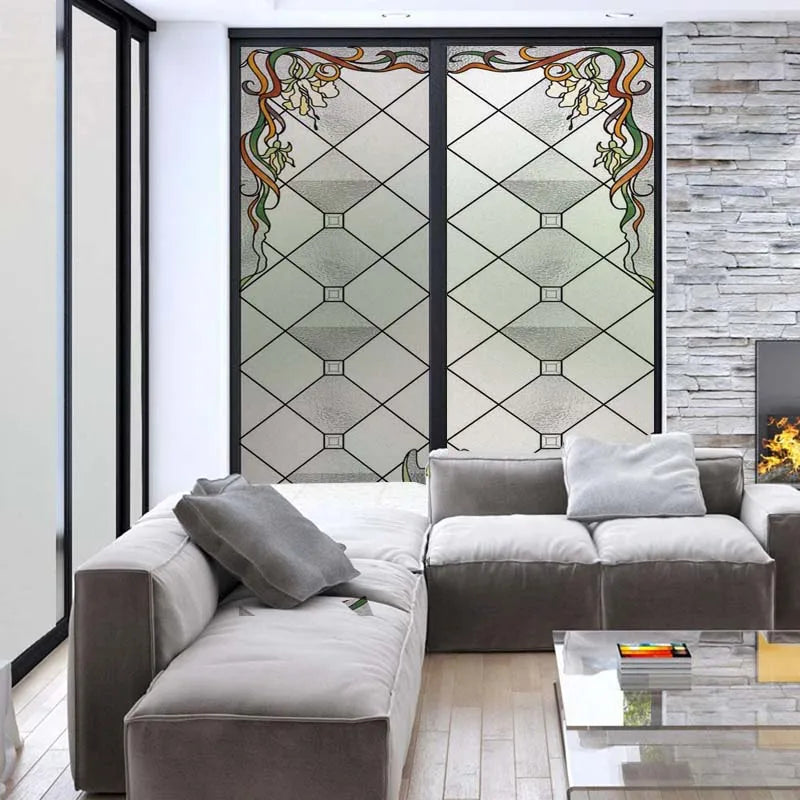 Customized Window Film,Frosted Stained Glass Films,Church Static Cling,Privacy Retro Sticker,For Kitchen Office Home Decor