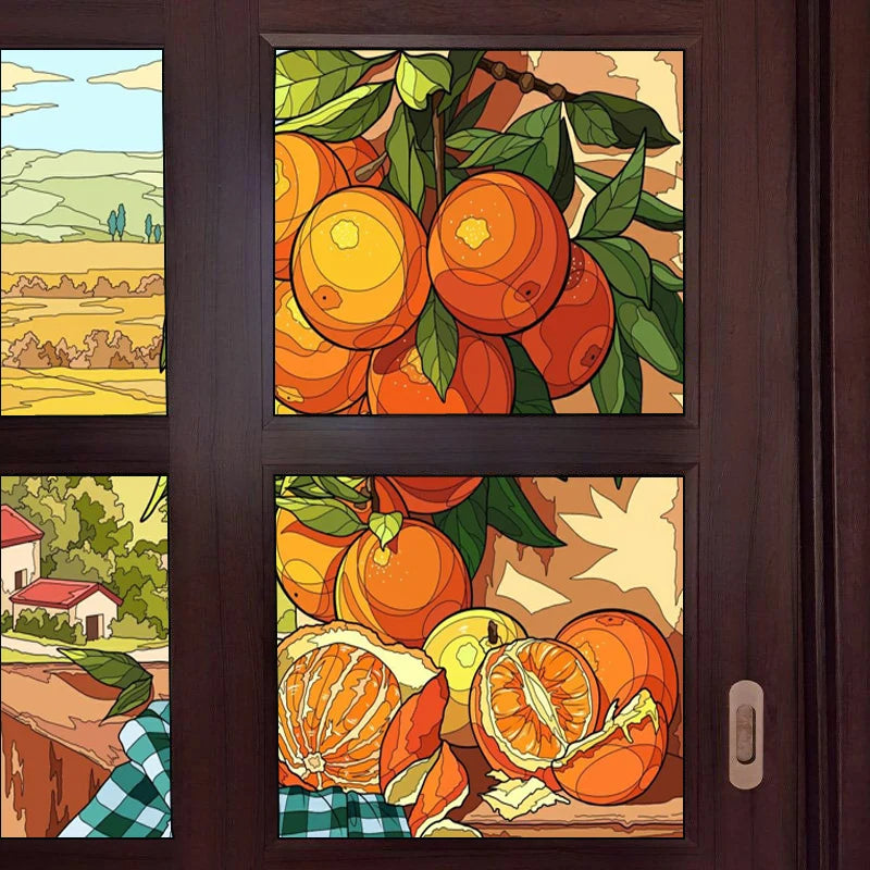 Custom size Stained Glass Film,3D Frosted Static Cling Window Films,Decor Foil Stickers Window Treatment For Square Glass Door