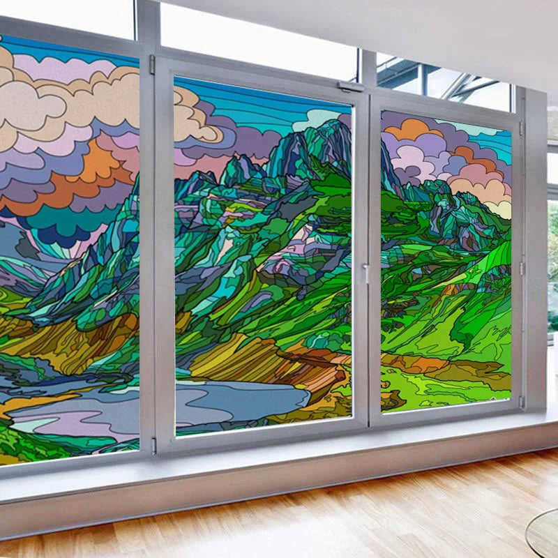 Custom Size Stained Glass Window Film Transom Frosted Glass Sticker Custom Size For Kitchen Room Door Bathroom Home Decor