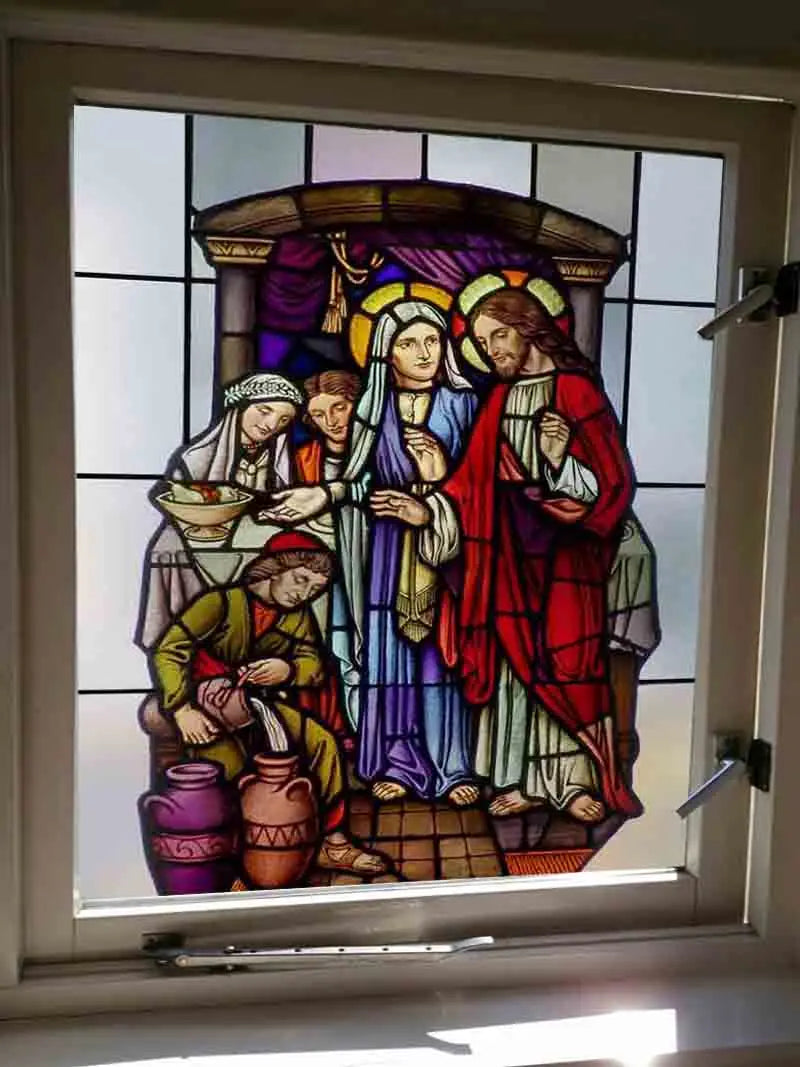 Decorative self adhesive/static cling frosted stained continental window film can do custom size Crucifixion of Jesus/Christ