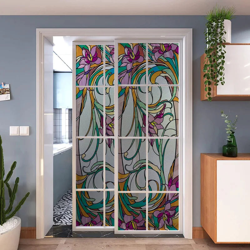 Customized Window Film,Frosted Stained Glass Films,Church Static Cling,Privacy Retro Sticker,For Kitchen Office Home Decor