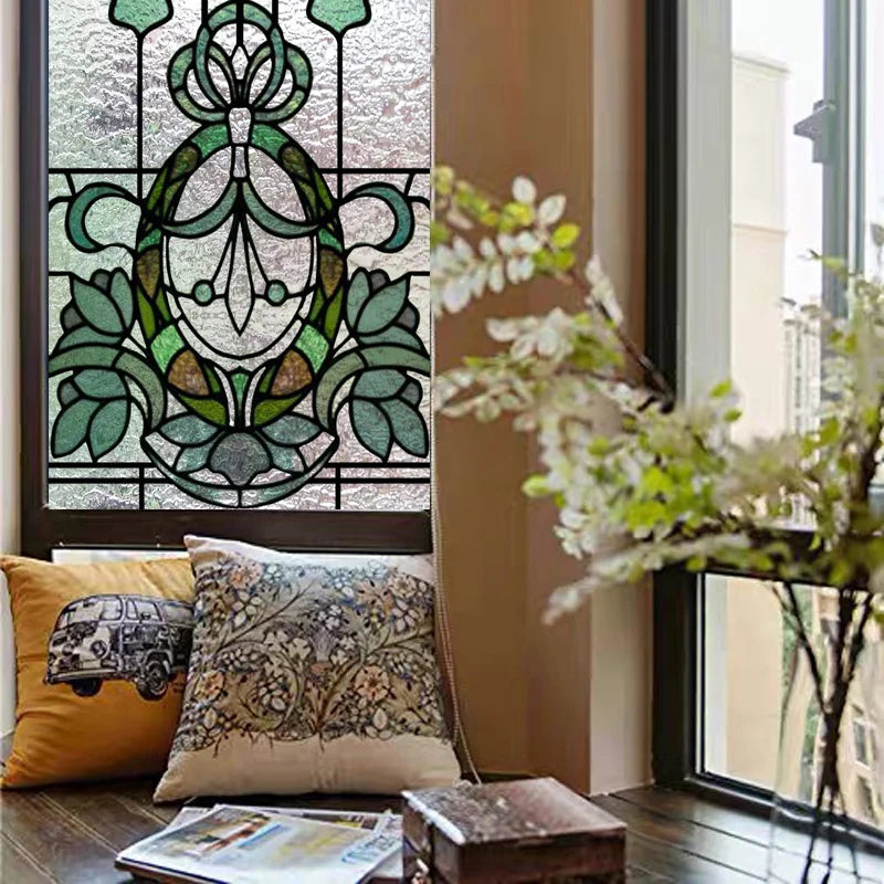 Custom size 3D Matte Window Film Stained Glass Decorative Uv Window Sticker Privacy Frosted Static Cling Window Decor for Glass