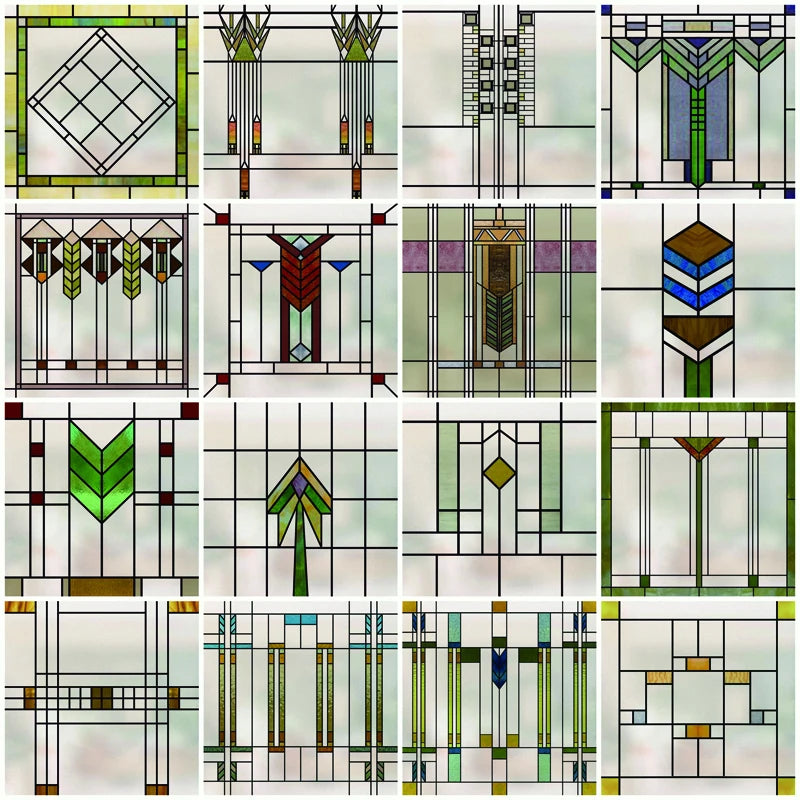 Window Film Frosted Stained Glass Films,Customized Art Design Prairie Static Cling Sticker,Home Decor Foil Window Treatment
