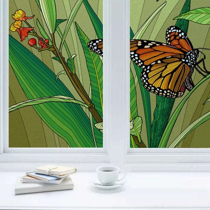 Window Film Frosted Stained Glass Films,Customized Art Deco Design Colour Static Cling Sticker,Home Decor Foil Window Treatment