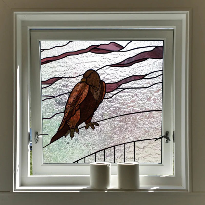Custom size 3D Matte Window Film Stained Glass Decor Uv Window Sticker Privacy Frosted Static Cling Window Decal Animal Cat Bird