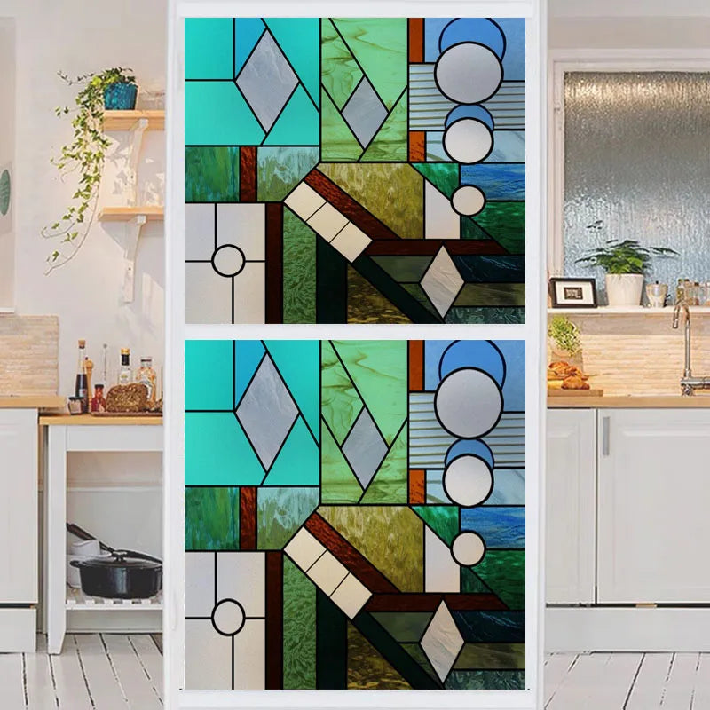 Custom size Matte Window Film Stained Glass Decorative Uv Window Sticker Privacy Frosted Static Cling Window Decal for Glass