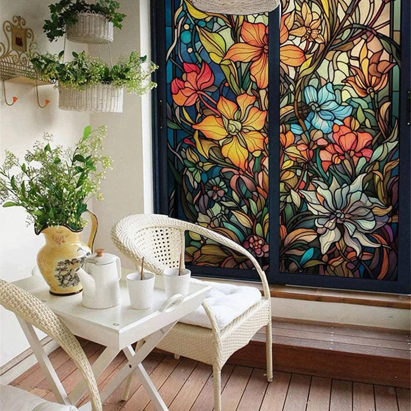 Custom size Glass Films,Stained Glass Stickers,Static Cling,Frosted Privacy Print Flowers For Window Door Home Decor