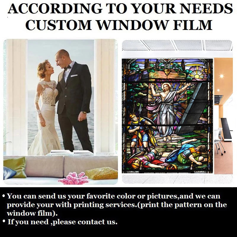 Custom size self adhesive or static cling decorative frosted privacy window film glass film stickers Jesus Christ