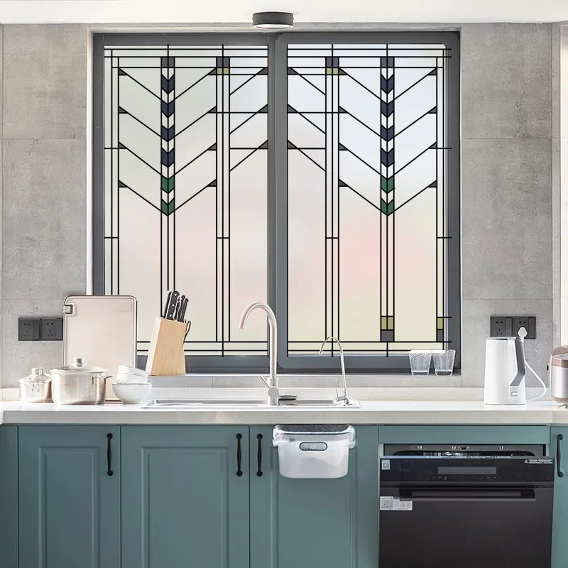 Custom size Window Film Stained Glass Decorative Window Sticker Privacy Frosted Static Cling Window Decal for Glass Door Office