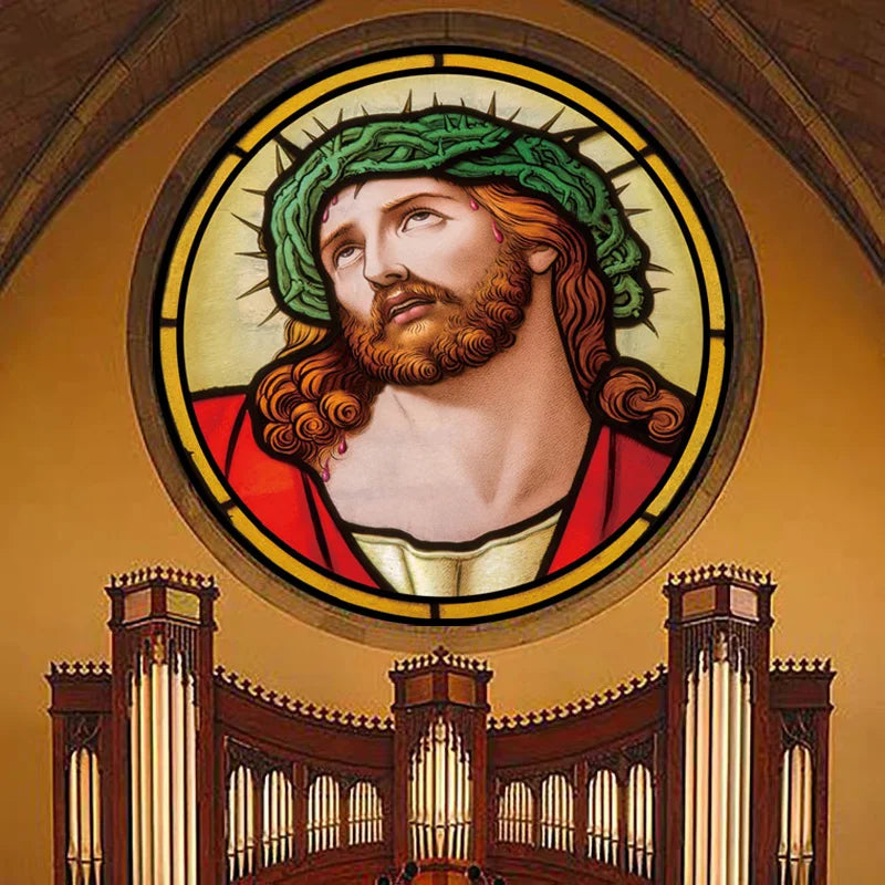 Custom Frosted Stained Glass Window Film,PVC Static Cling ,Church Jesus Mary Angels Picture Stickers Window Treatment Home Decor
