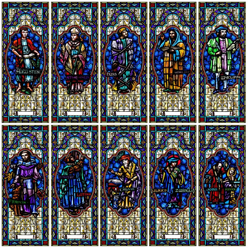 Religious Stained Glass Films,Frosted Window Sticker,Christ Gothic Styles Painting,for Church Prayer room House of Worship Home