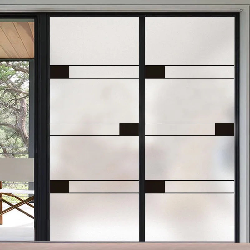 Custom Size Stained Glass Window Film,Frosted Privacy Static Cling,Black Lattice Stickers,Kitchen Bathroom Door Home Decor
