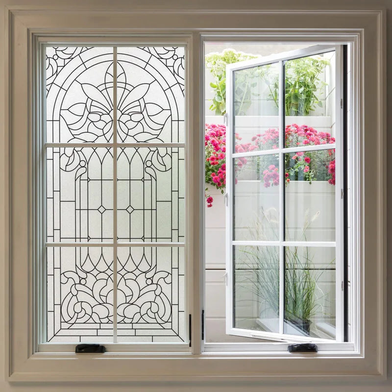 Custom Size Stained Glass Window Film,Frosted Privacy Static Cling,Privacy Films Door Sticker,Kitchen Bathroom Home Decor