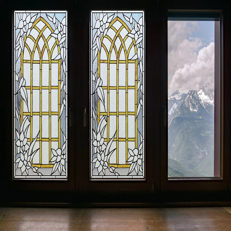 Window Film Frosted Stained Glass Films Church Static Cling Privacy Films Door Sticker Kitchen Office Home Decor Customized