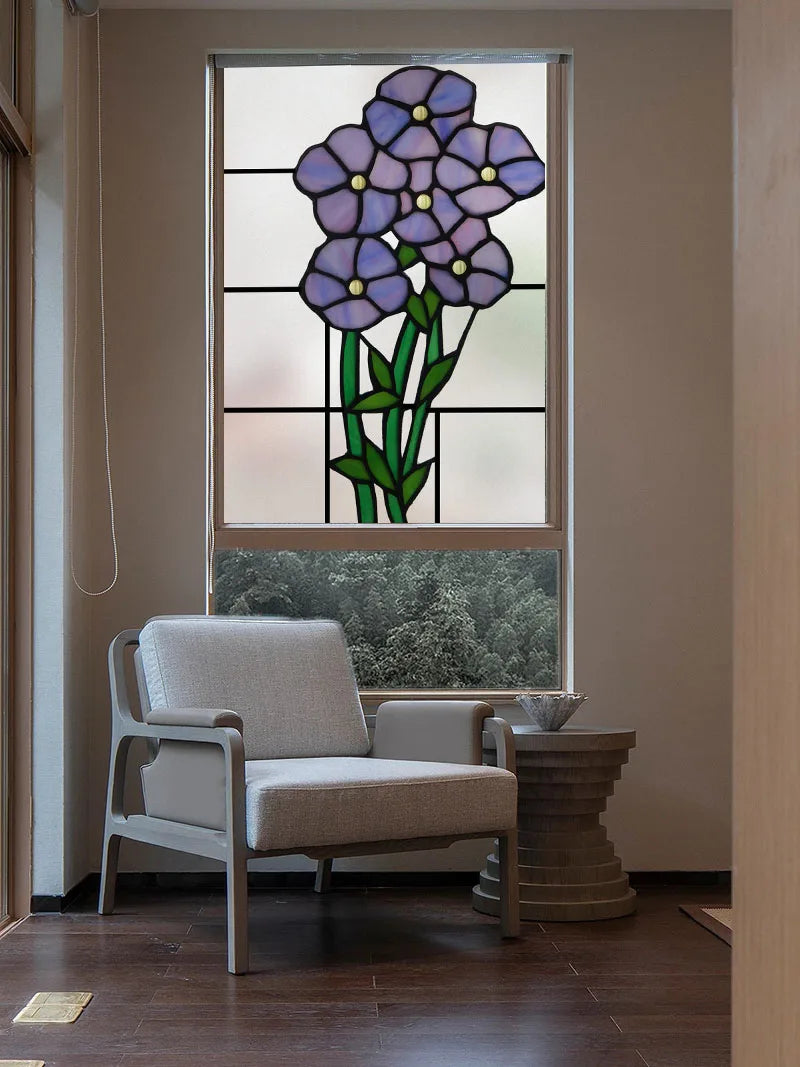 Window Film Frosted Stained Glass Films Customized Flower Rose Static Cling Sticker,Home Decor Foil Window Treatment