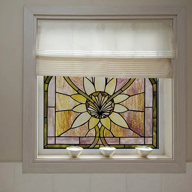 Custom size Window Film Stained Glass Decorative Window Sticker Privacy Frosted Static Cling Window Decal for Glass Door Office