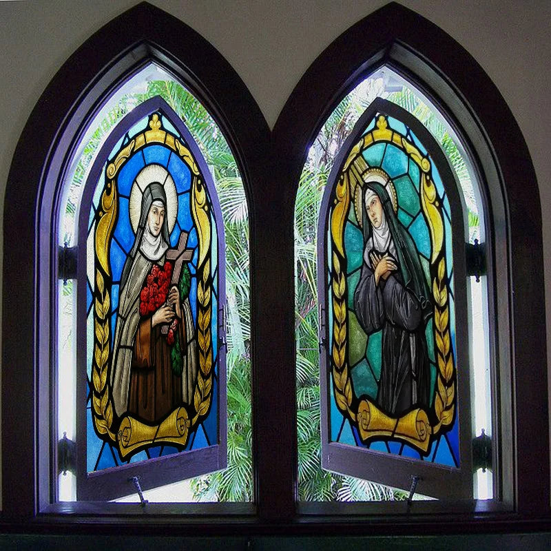Custom size Window Film Stained Glass Films Jesus Christ Virgin Mary Window Sticker Paper Door Stickers Church Style