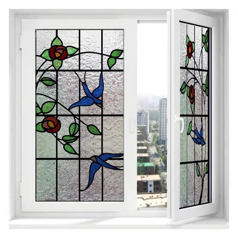 Custom size 3D Matte Window Film Stained Glass Decorative Uv Window Sticker Privacy Frosted Static Cling Window Decor for Glass