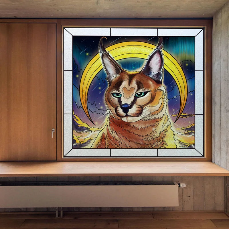 Window Film Frosted Stained Glass Films,Customized Colour Static Cling Sticker,Home Decor Foil Window Treatment,Cat