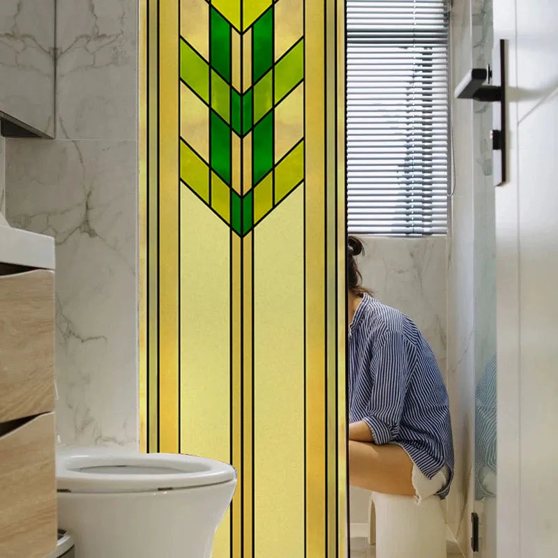 Custom Size Stained Glass Window Film Frosted Privacy Static Cling Retro Prairie Matte Door Sticker Bathroom Office Home Decor