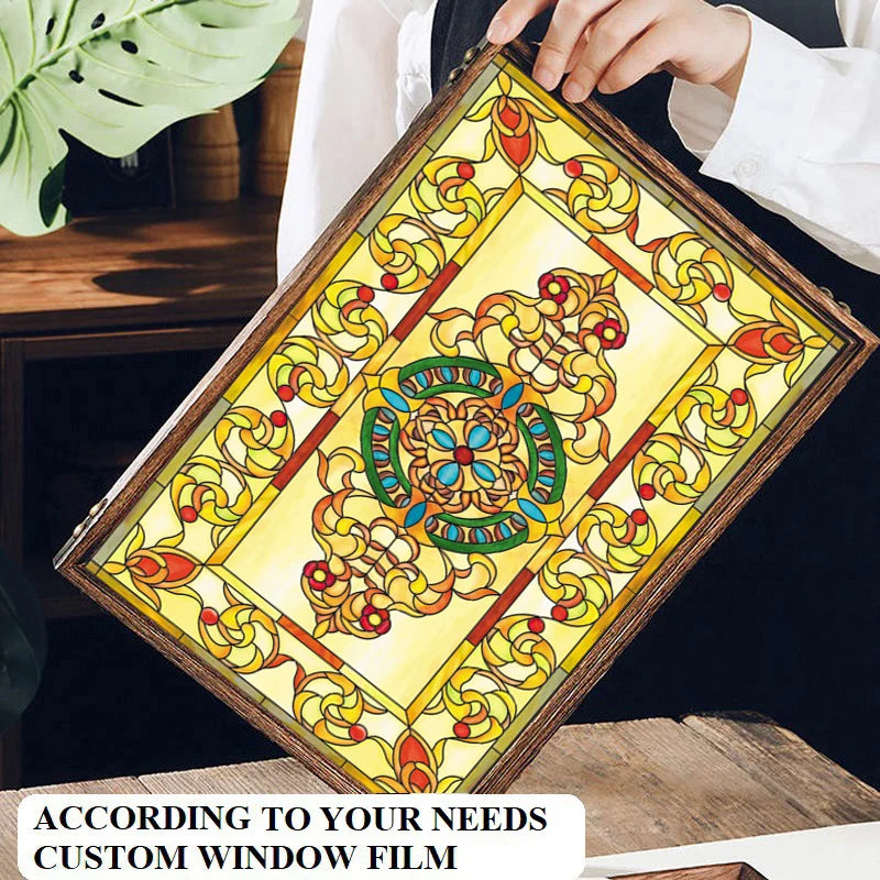 Custom size electrostatic frosted stained glass window film church home foil door stickers PVC self-adhesive window films