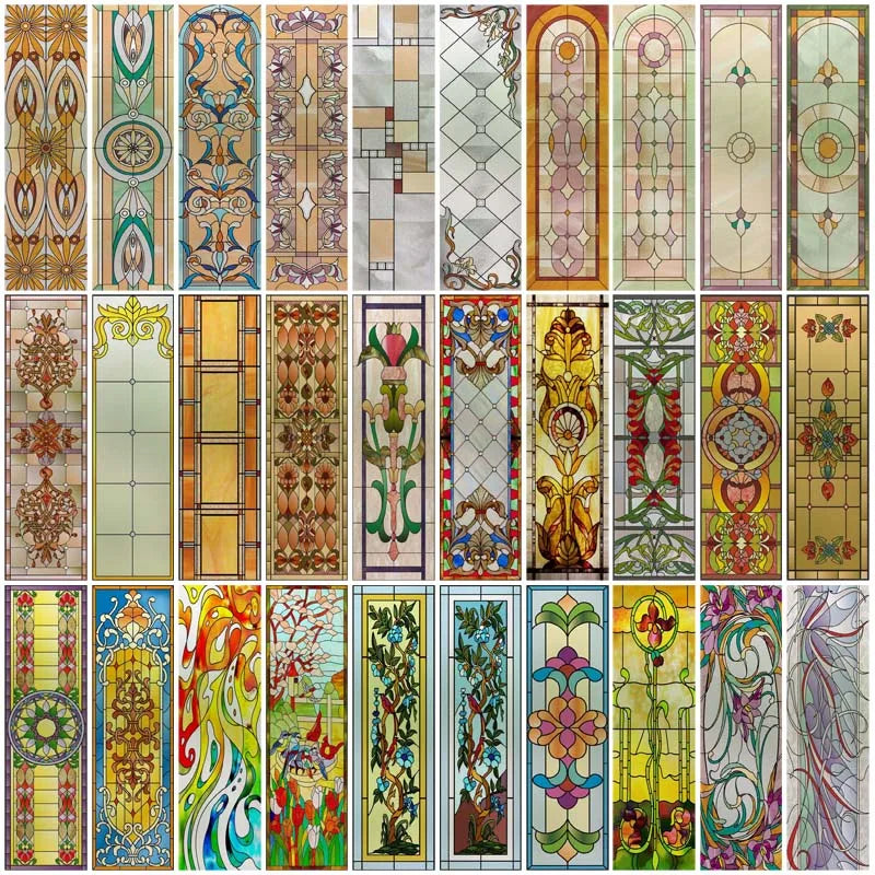 Customized Window Film,Frosted Stained Glass Films,Church Static Cling,Privacy Retro Sticker,For Kitchen Office Home Decor