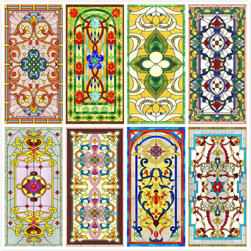 Custom size electrostatic frosted stained glass window film church home foil door stickers PVC self-adhesive window films