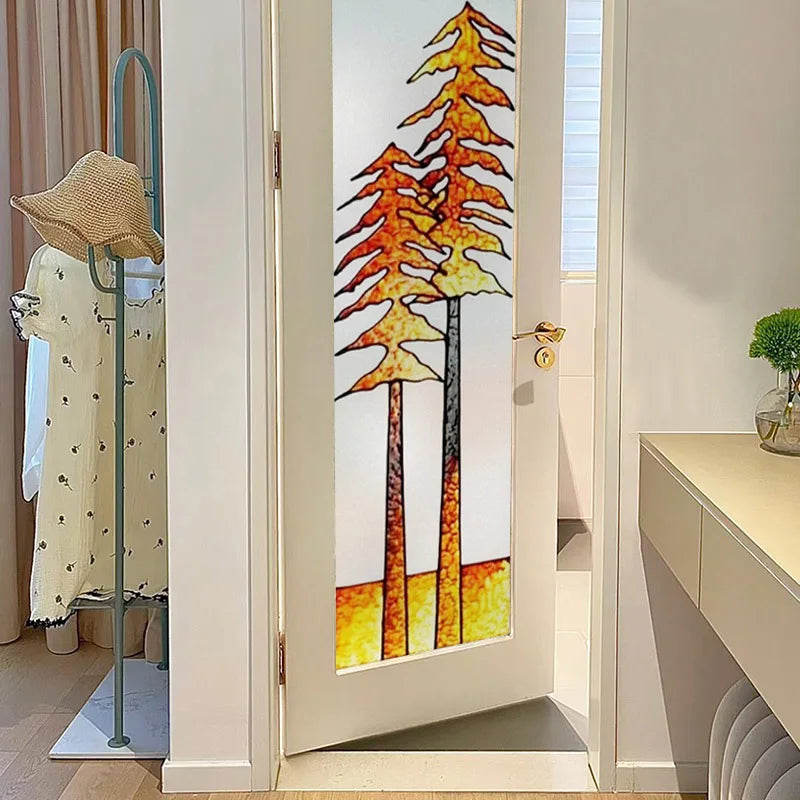 Custom size Window Film Stained Glass Films Frosted Privacy Retro European Church Style Colorful Door Sticker Shower Bathroom