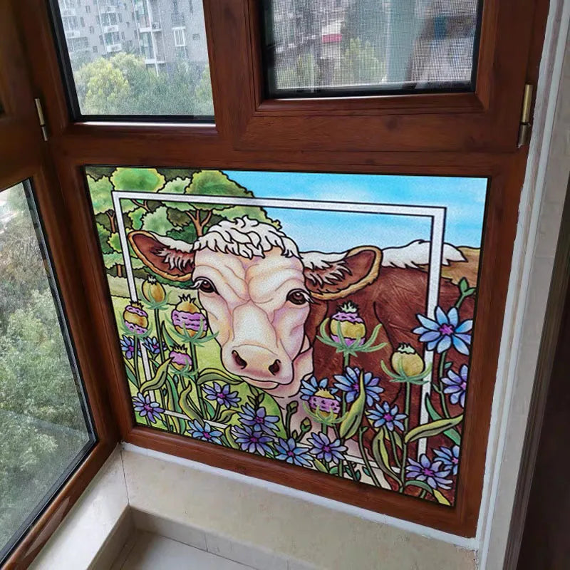 Window Film Frosted Stained Glass Films,Customized Art Deco Design Colour Static Cling Sticker,Home Decor Foil Window Treatment