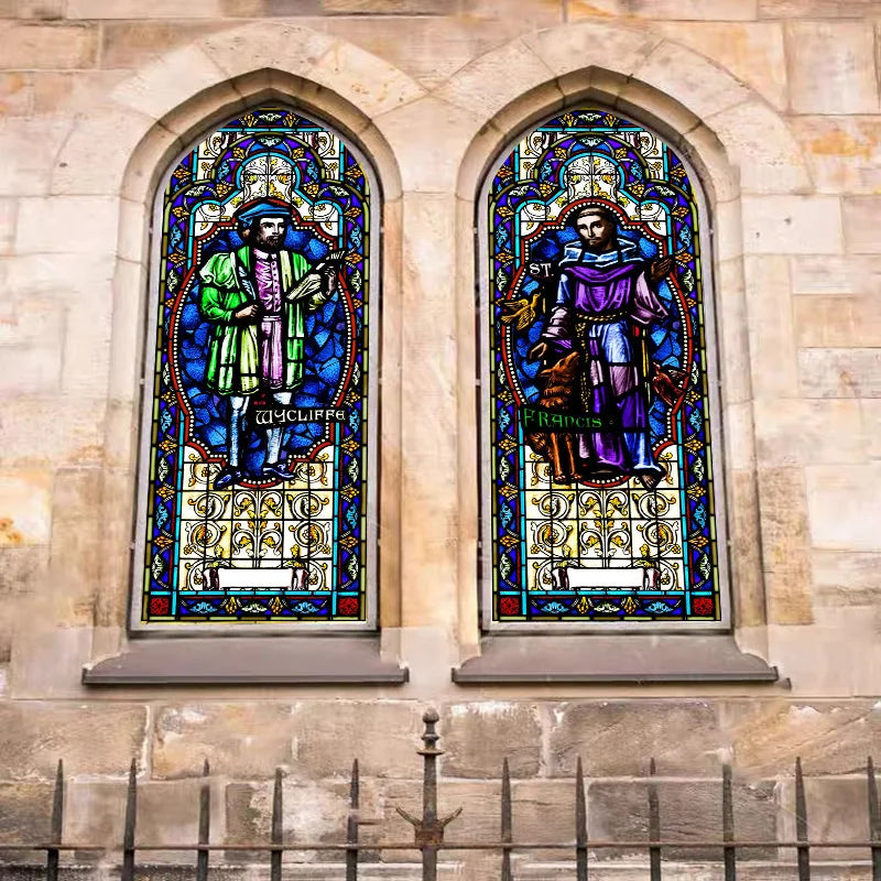 Religious Stained Glass Films,Frosted Window Sticker,Christ Gothic Styles Painting,for Church Prayer room House of Worship Home