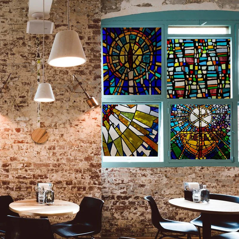 Custom size Matte Window Film Stained Glass Decorative Uv Window Sticker Privacy Frosted Static Cling Window Decal for Glass