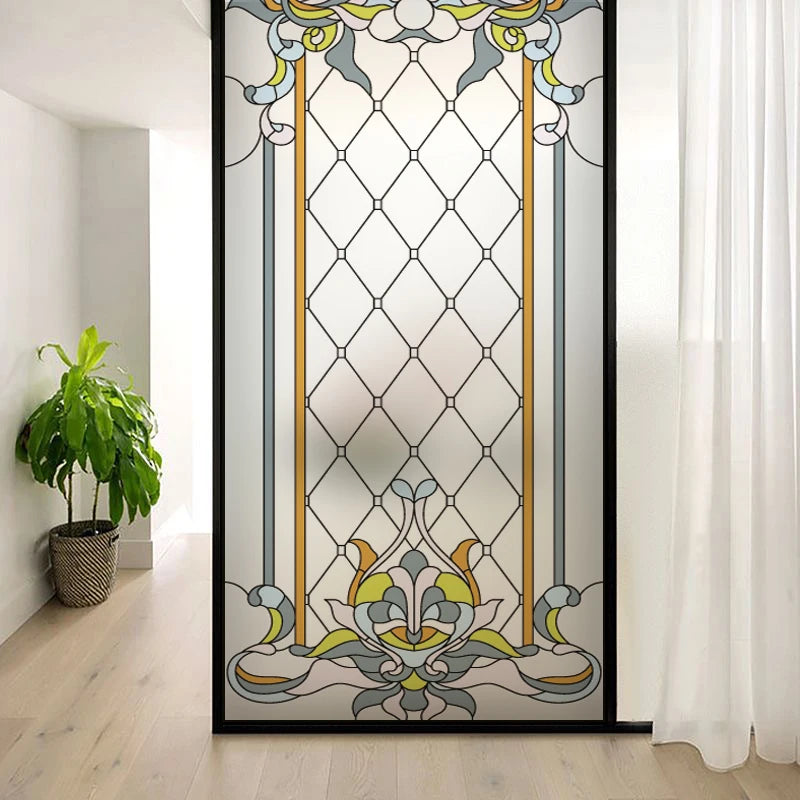 Window Film Frosted Stained Glass Films,Customized Privacy Static Cling,European style Sticker,For Office Home Bathroom Decor