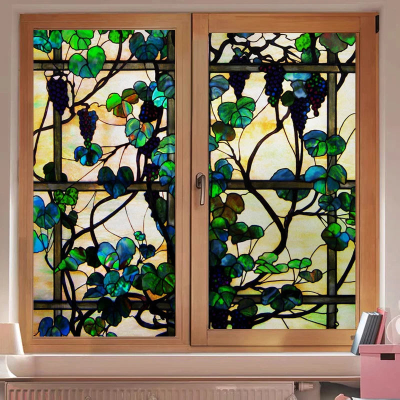 Custom size Window Film Stained Glass Films Square Window Sticker Privacy Frosted Static Cling Home Decal for Glass Door Office